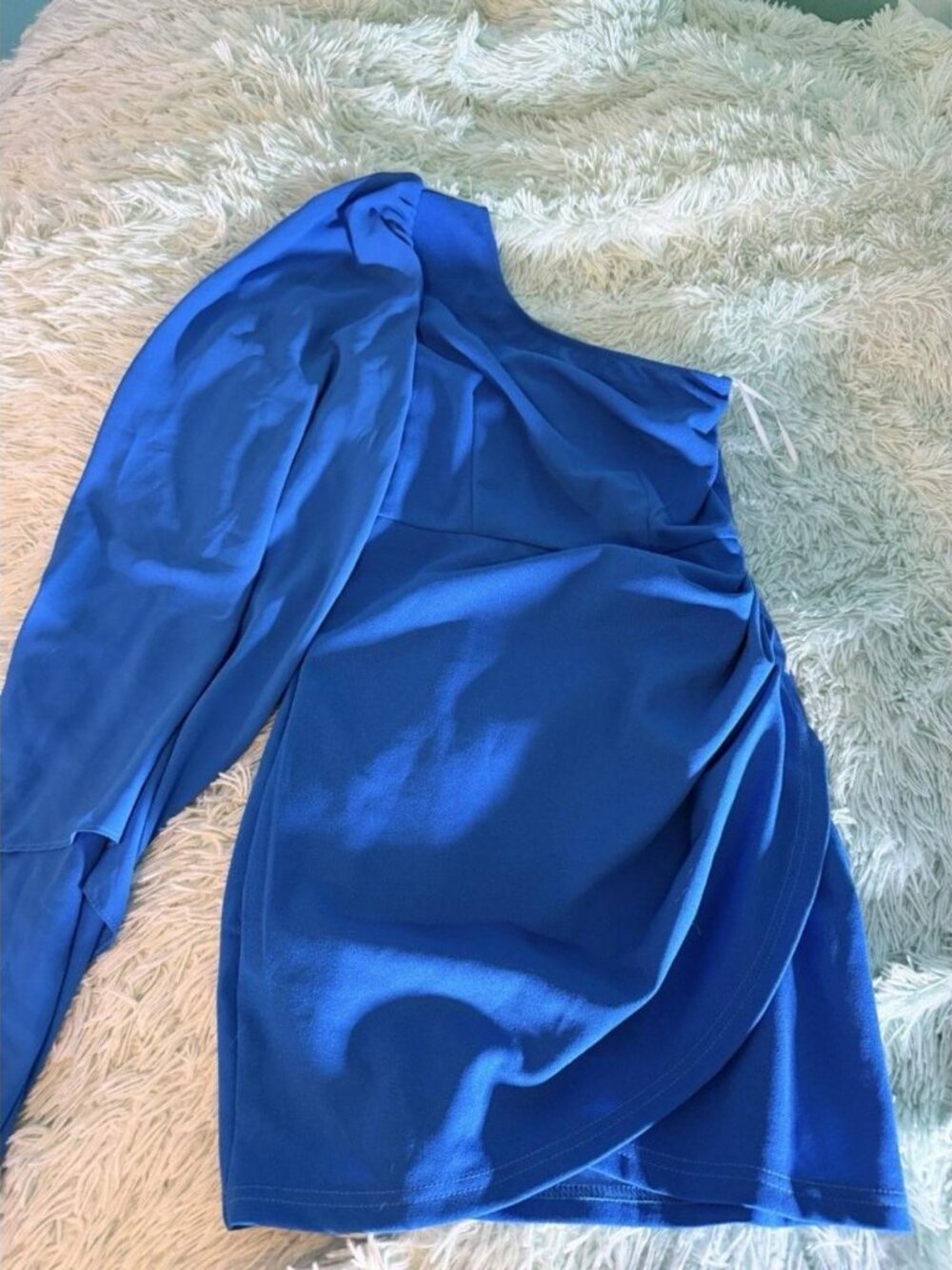 Shoulder Blue Dress
